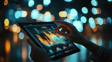 Digital Tablet Displaying Upward Data Insights photo