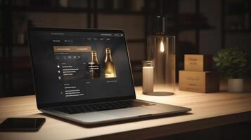 Modern Interface on Laptop Displaying E commerce Features photo