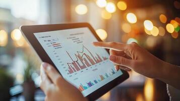 Close Up of Tablet Displaying Financial Data photo