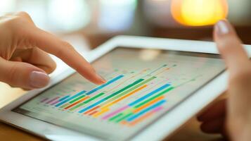 Close Up of Tablet Showing Data Visualization Graphs photo
