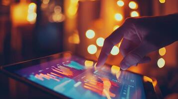 Close Up View of Tablet with Business Data Analysis photo