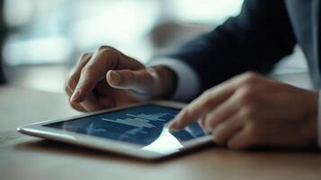 Hands Pointing at Digital Tablet Screen for Analysis photo