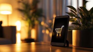 Front View of a Smartphone in a Cozy Setting photo