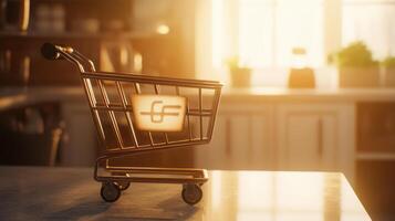 Photorealistic Close Up of a Shopping Cart Icon photo