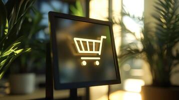 Modern Cart Icon on Display in Bright Environment photo