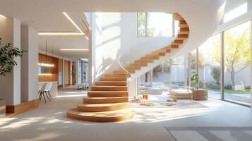 A modern home with a spiral staircase photo