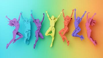 A group of people jumping in the air photo