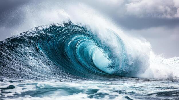A large wave breaking on the ocean photo