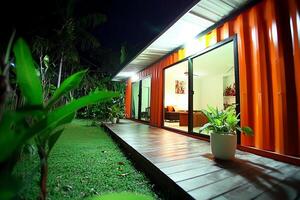 Eco Friendly Modern Container Architecture Photography Capturing Sustainable Design photo