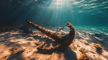 Weathered Anchor Resting on Coastal Landscape photo
