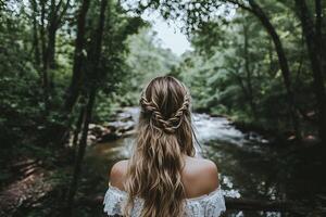 Wandering Through the Enchanting Forest Immersed in Nature s Tranquil Embrace photo