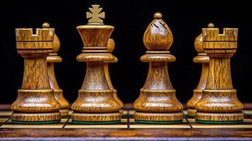 Wooden Chess Board Game Pieces Showcasing Tactical Strategy and Intelligence photo