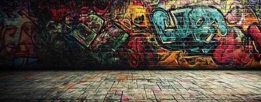 Vibrant Graffiti Art Adorns Urban Wall with Colorful Expressions of Creativity and Culture photo