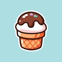 White Ice Cream Cone with Chocolate Syrup and Sprinkles vector