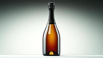 A gleaming bottle of sparkling wine rests elegantly on a surface, exuding a festive spirit photo