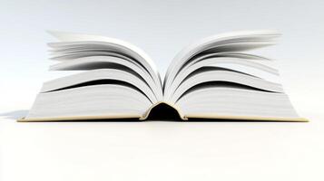 An open book rests on a smooth surface, its blank pages poised for creativity and inspiration photo