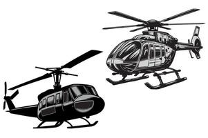 Modern and sleek, this silhouette captures the essence of helicopters in a timeless design vector