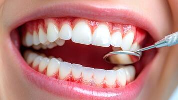 A cheerful patient enjoys a dental checkup in a calm setting with a caring dentist photo