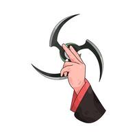 illustration of hands with shuriken vector