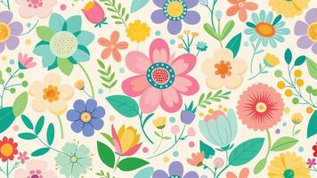 a colorful floral pattern with many flowers vector