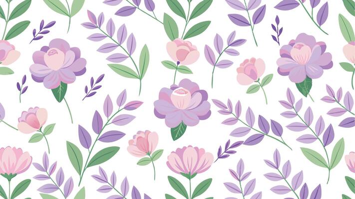 seamless pattern with flowers and leaves
