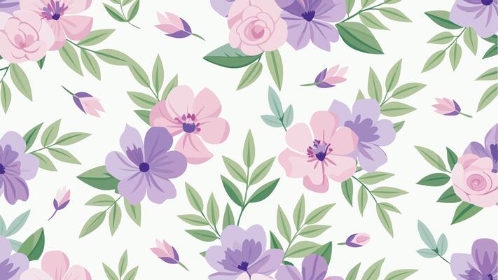 a floral pattern with purple and pink flowers