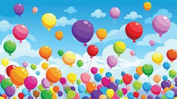 a colorful group of balloons floating in the sky vector