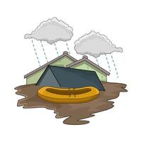 Floodwaters Flowing Through a Village vector
