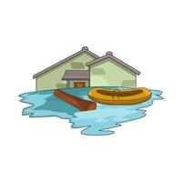 Flooded House at Dawn Reflection vector