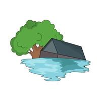 House Partially Submerged in Flood vector