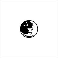 Moon and stars in a circle vector