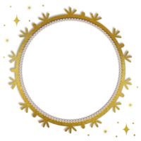 Golden frame with pearls and stars on a Transparent background png