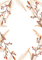 A wreath of pine branches and berries on Transparent background png