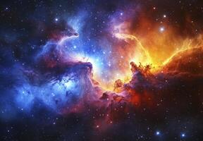 Cosmic Nebula of Blue and Orange Hues photo