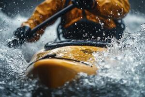 Whitewater Kayaking Adventure Thrilling River Rapids Journey photo