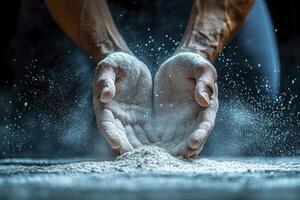 Bakers Hands Flour Dust Baking Artisan Bread Dough Kneading Craft photo