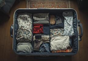 Neatly Organized Suitcase Packing Tips for Travel Adventures photo