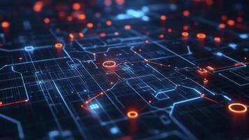 Abstract Futuristic Technology Circuit Board Digital Network Design photo
