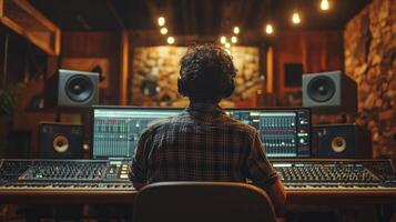 Music Producer in Professional Recording Studio Working on Mix photo