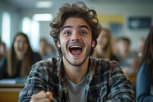 Excited Student Classroom Success Achievement Education Learning Joyful Happy photo