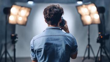 Photographer Studio Shoot Backlit Lighting Portrait Session Setup photo