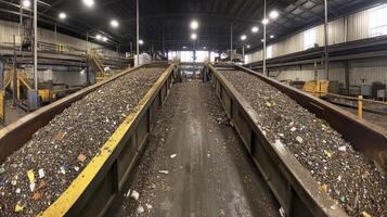 Industrial Recycling Facility Waste Sorting Conveyor Belts Process photo