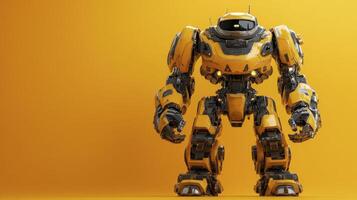 Robust Yellow Combat Robot Futuristic Design, Powerful Build photo