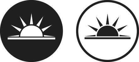 Sunset icon set in two styles isolated on white background . illustration vector