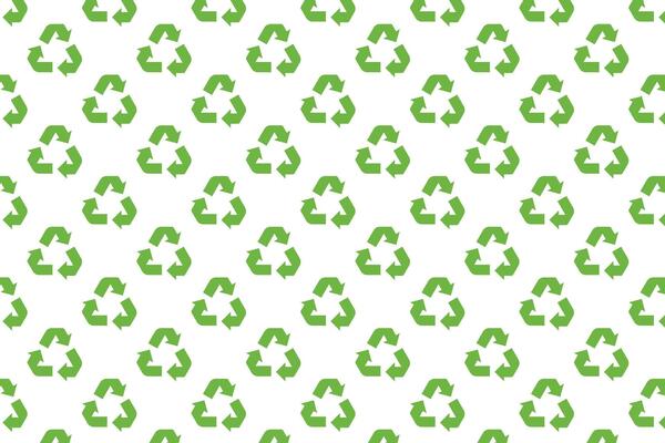 Recycle pattern on white background . Green recycle symbol pattern . Recycling background . illustration