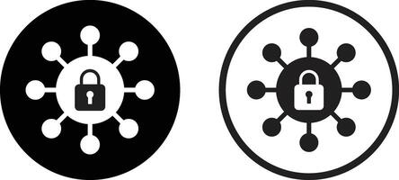 Network lock icon set in two styles . Secure connection icon . illustration vector