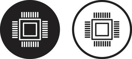 Processor icon set in two styles . CPU icon . illustration vector