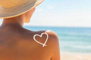 Summer Sun Protection Woman Ocean View Heart Sunscreen photo