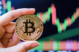 Bitcoin Cryptocurrency Investment Finance Blockchain Technology Digital Currency Gold Coin Stock photo