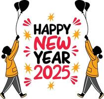 Happy New Year event art illustration with a white background vector